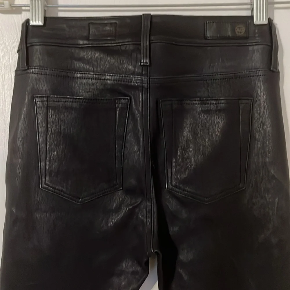 AG Adriano Goldschmied Farrah Black Lamb Leather Pants Size 25